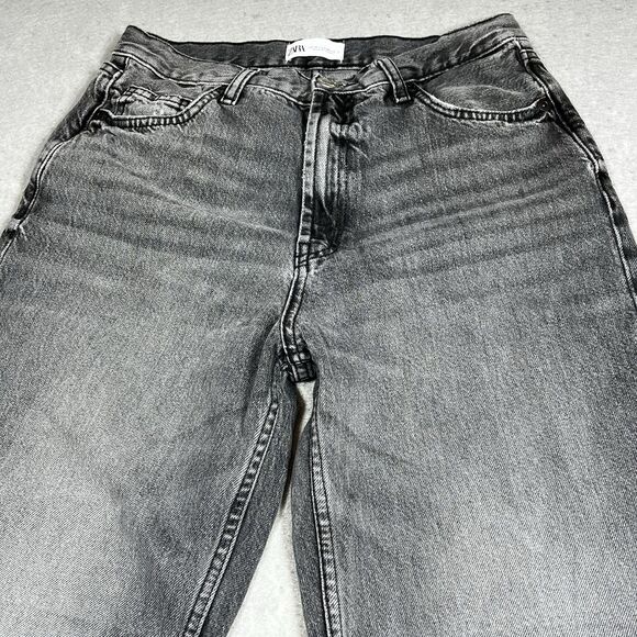Zara Denim Jeans Womens 6 Gray High Rise Full Length Wide Leg 100% Cotton Blend - Picture 3 of 11